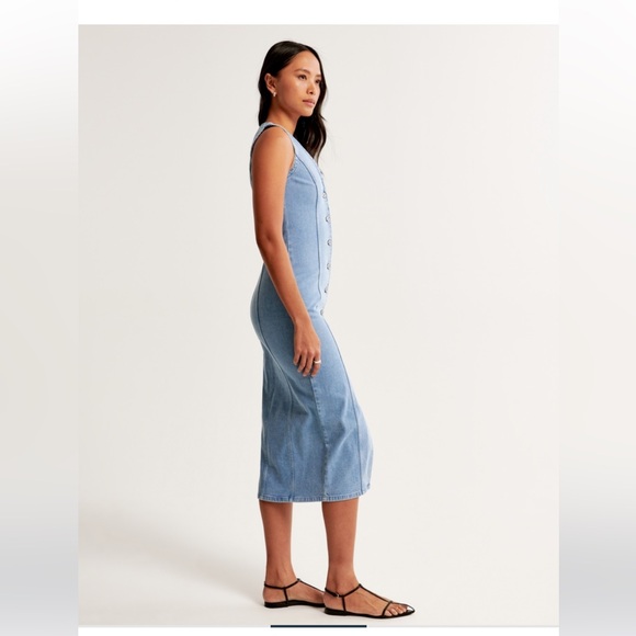 NWT A&F Mara Vest Denim Midi Dress Small Petite - Picture 3 of 4